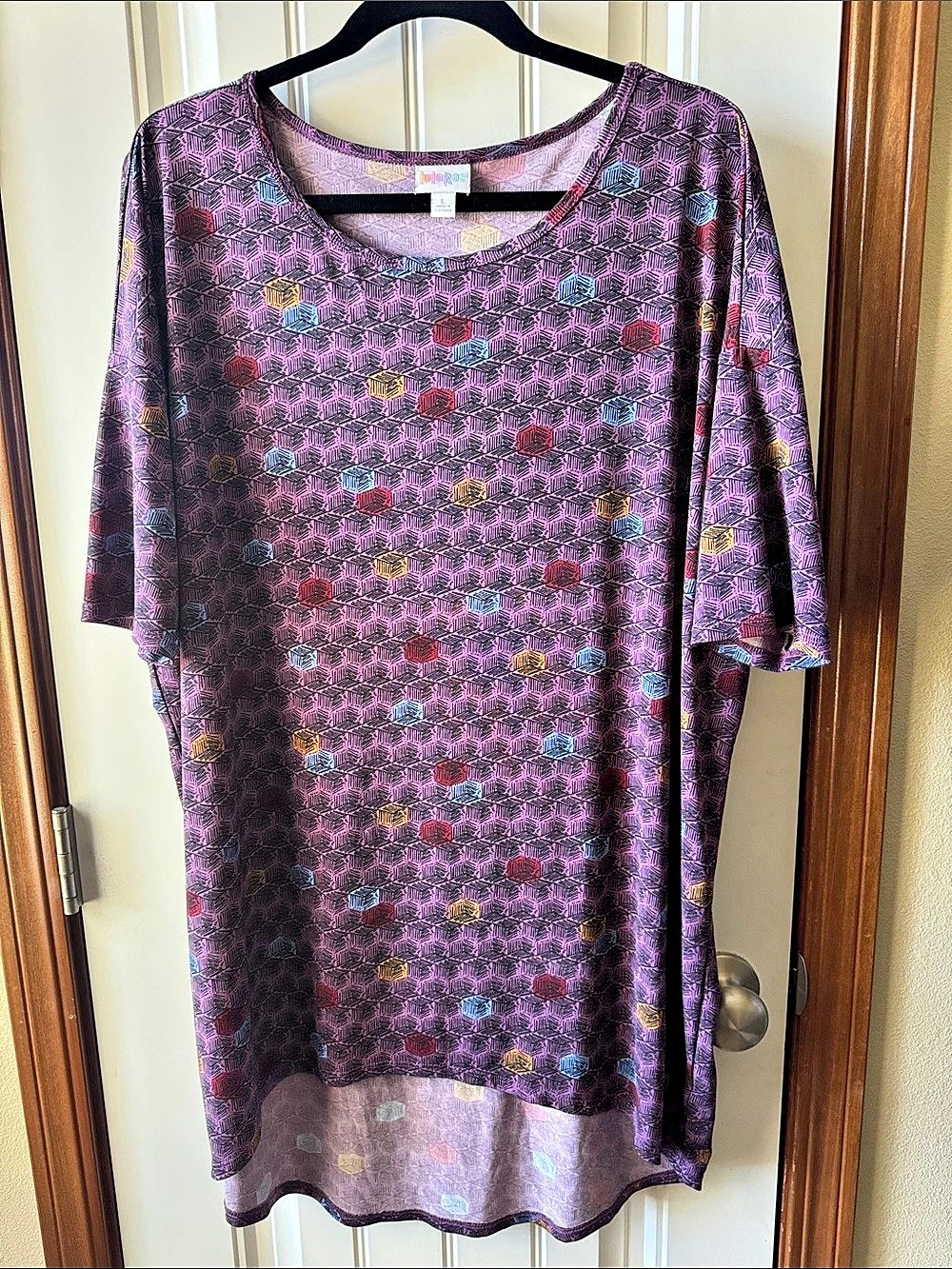 LuLaRoe Women's Geometric Midi Dress Purple Size Large